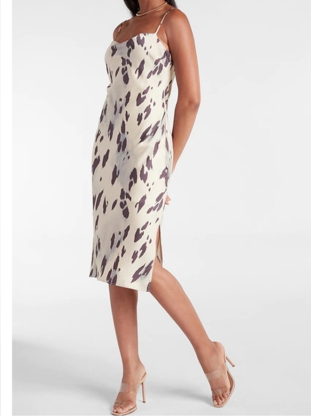 Express Leopard Print Satin Cowl Neck Slip Dress Women’s S NWT